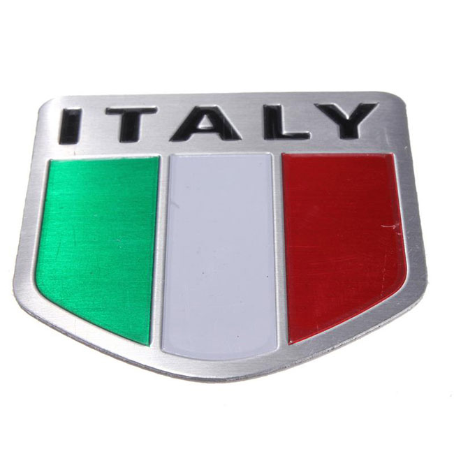 Placchetta metallo 3D emblema adesivo bandiera ITALIA auto Styling badge  Sport